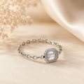 Bezel Emerald-Cut CZ Chain Ring