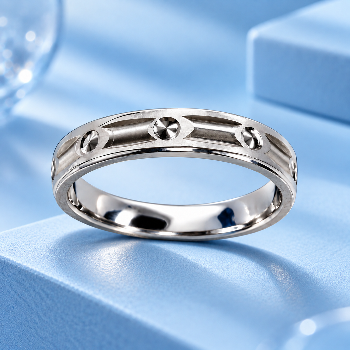Cut-Out Wave Pattern Silver Band