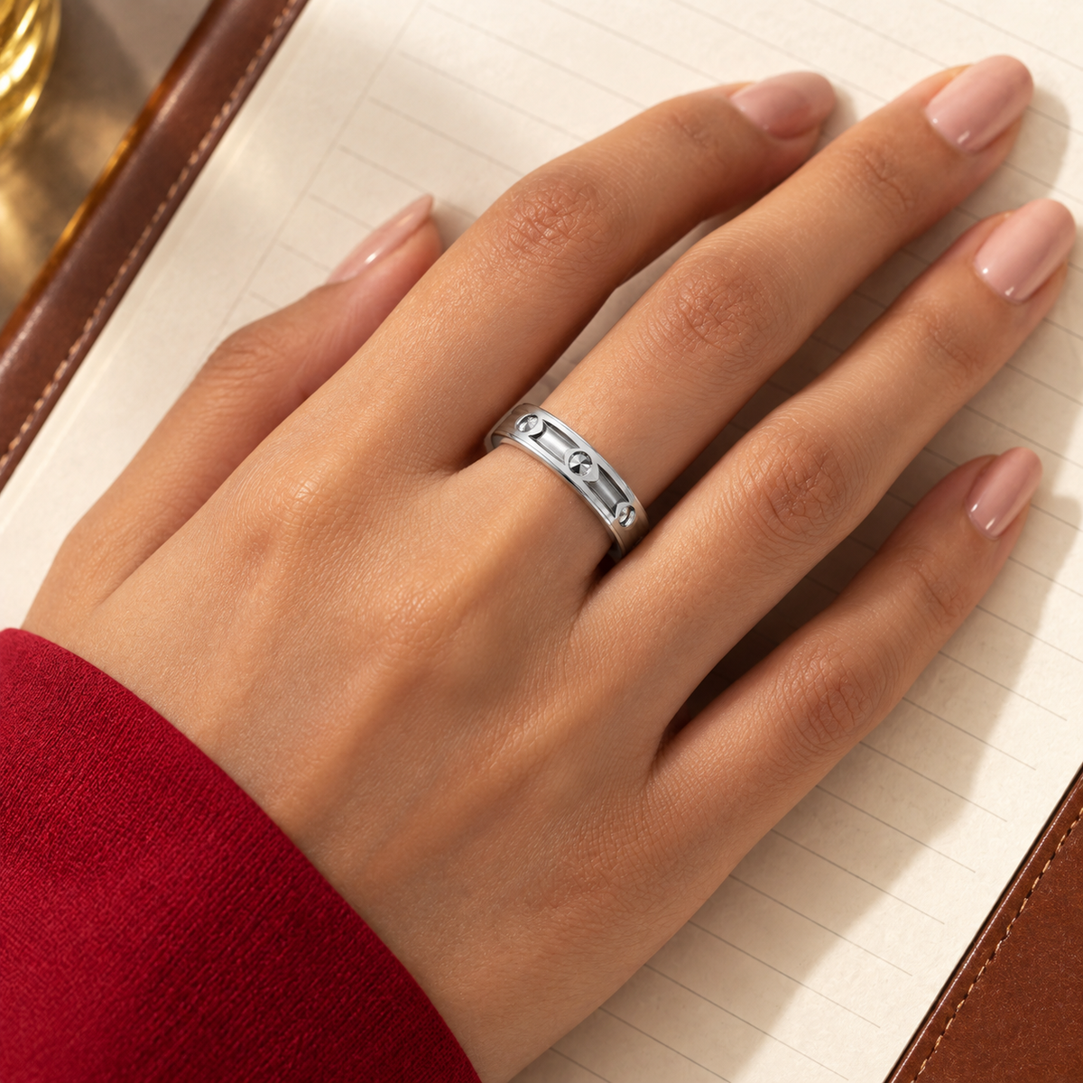 Cut-Out Wave Pattern Silver Band