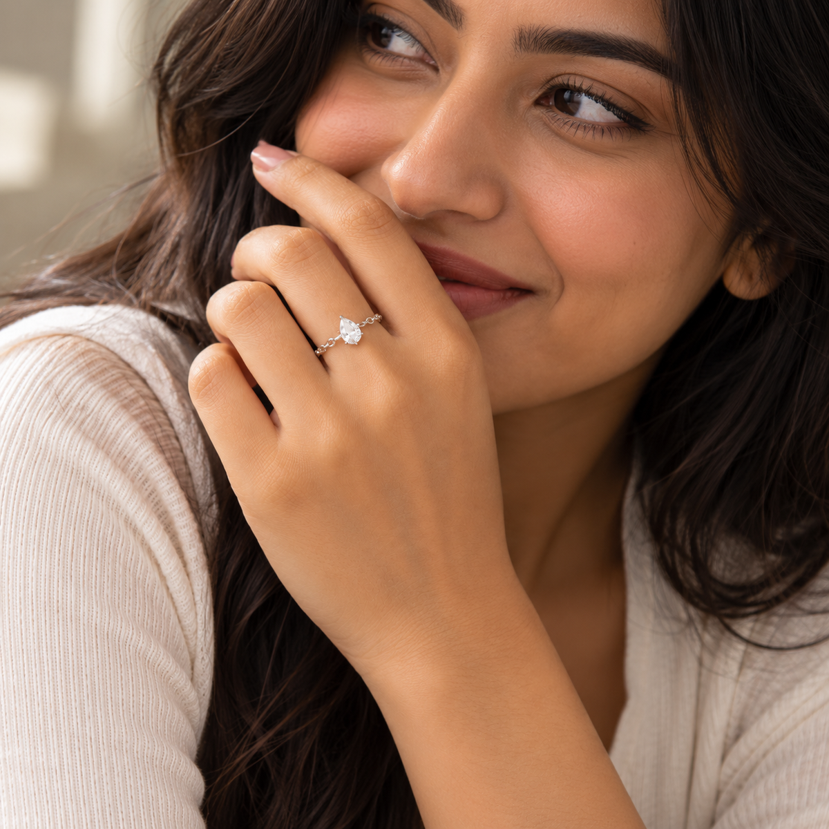 Solitaire Rigid Link Band Ring