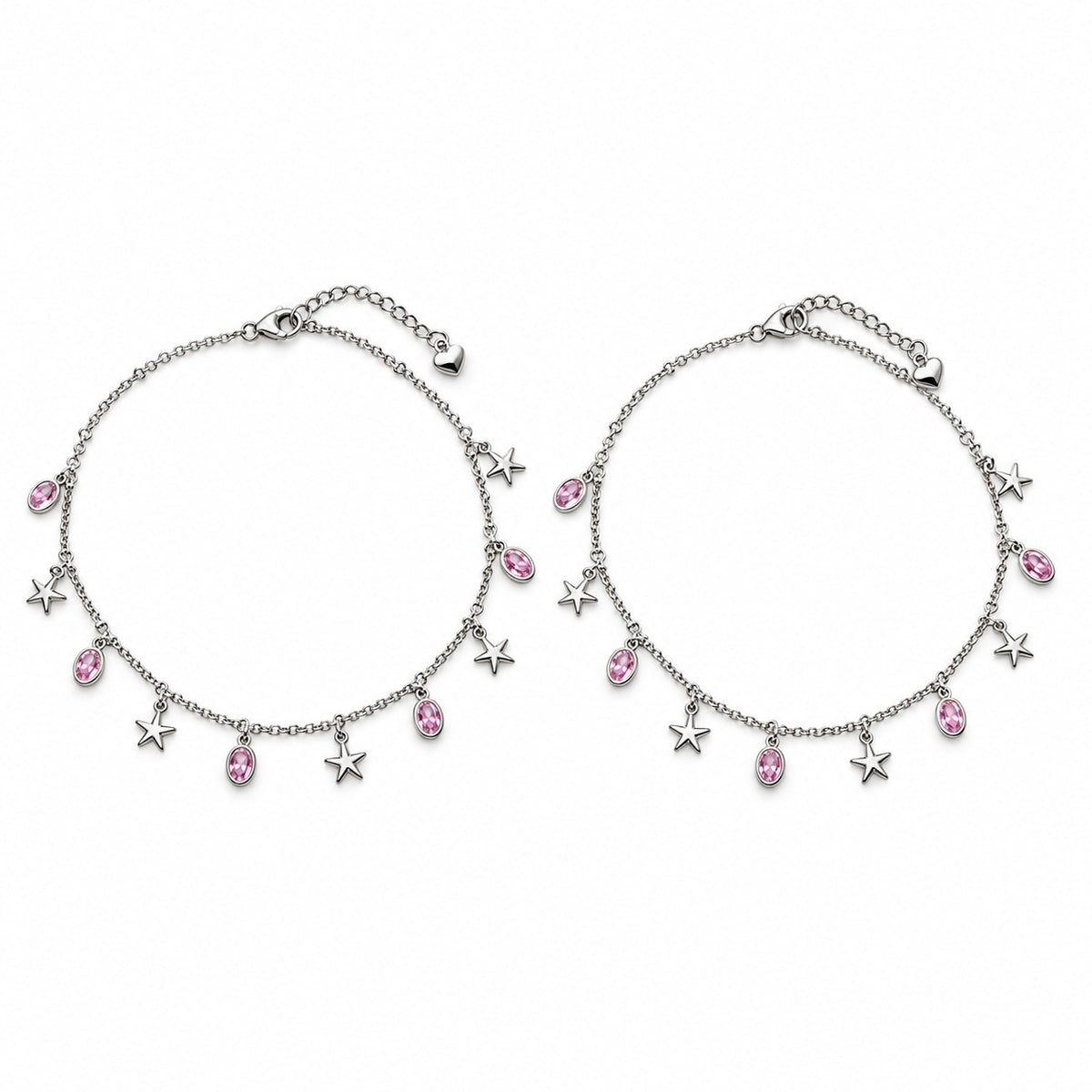 Pink Star Charm Anklet
