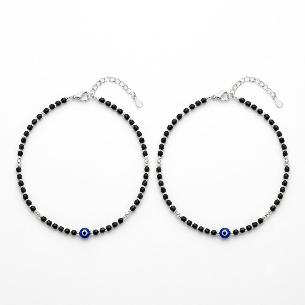 Midnight Bead Evil Eye Anklet