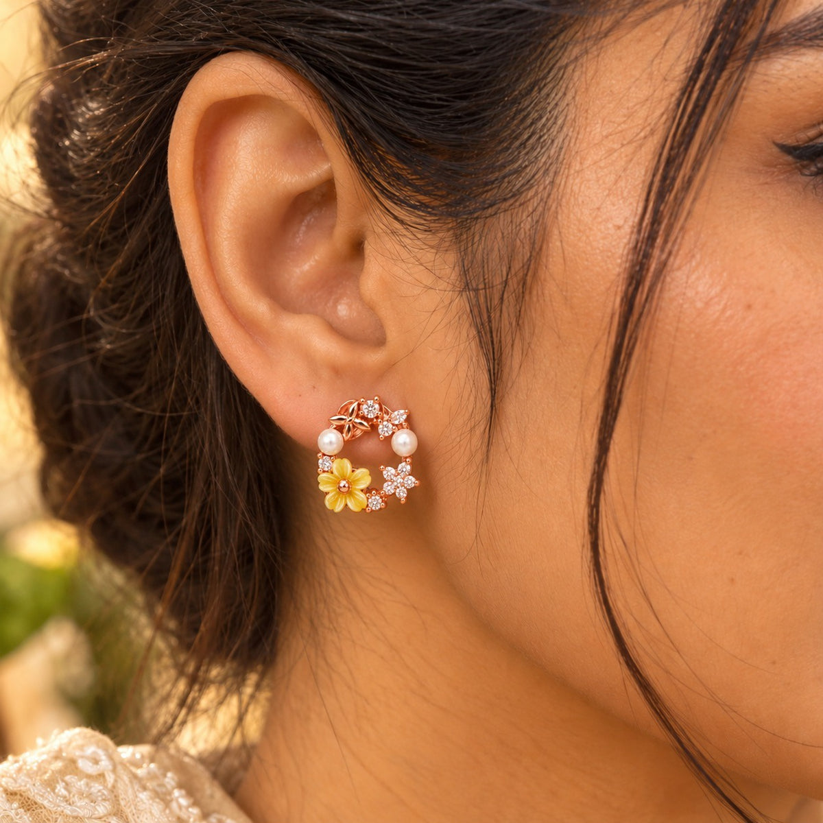 Golden Bloom Wreath Studs