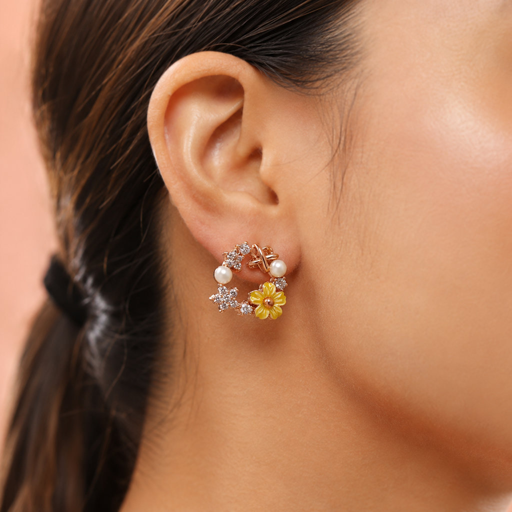 Golden Bloom Wreath Studs