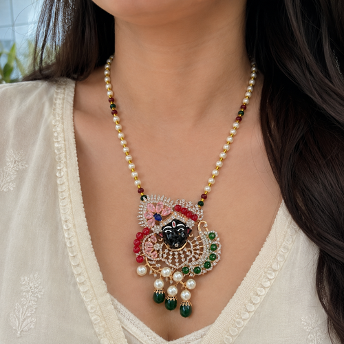 Banke Bihari Pearl Drop Pendant & Brooch