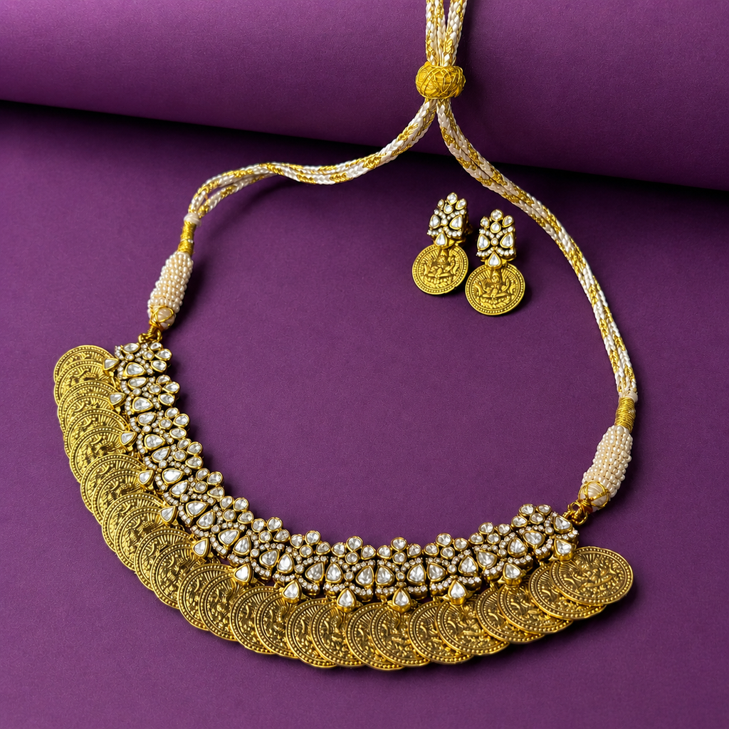 Lakshmi Coin & Kundan Strand Choker