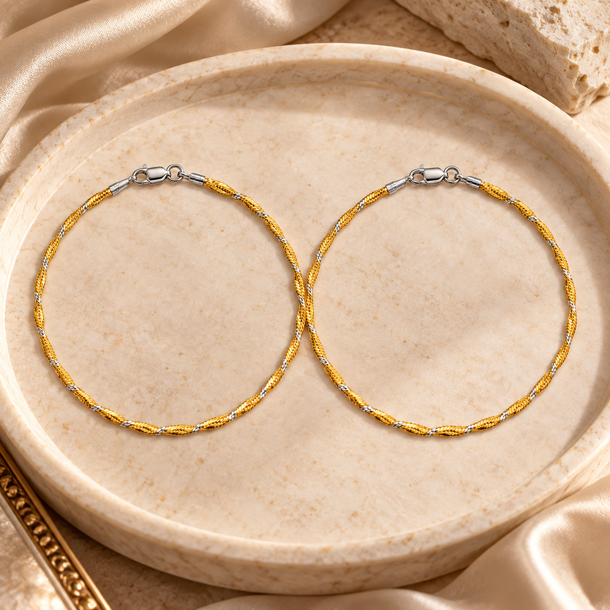 Two-Tone Twisted Ribbon Anklet