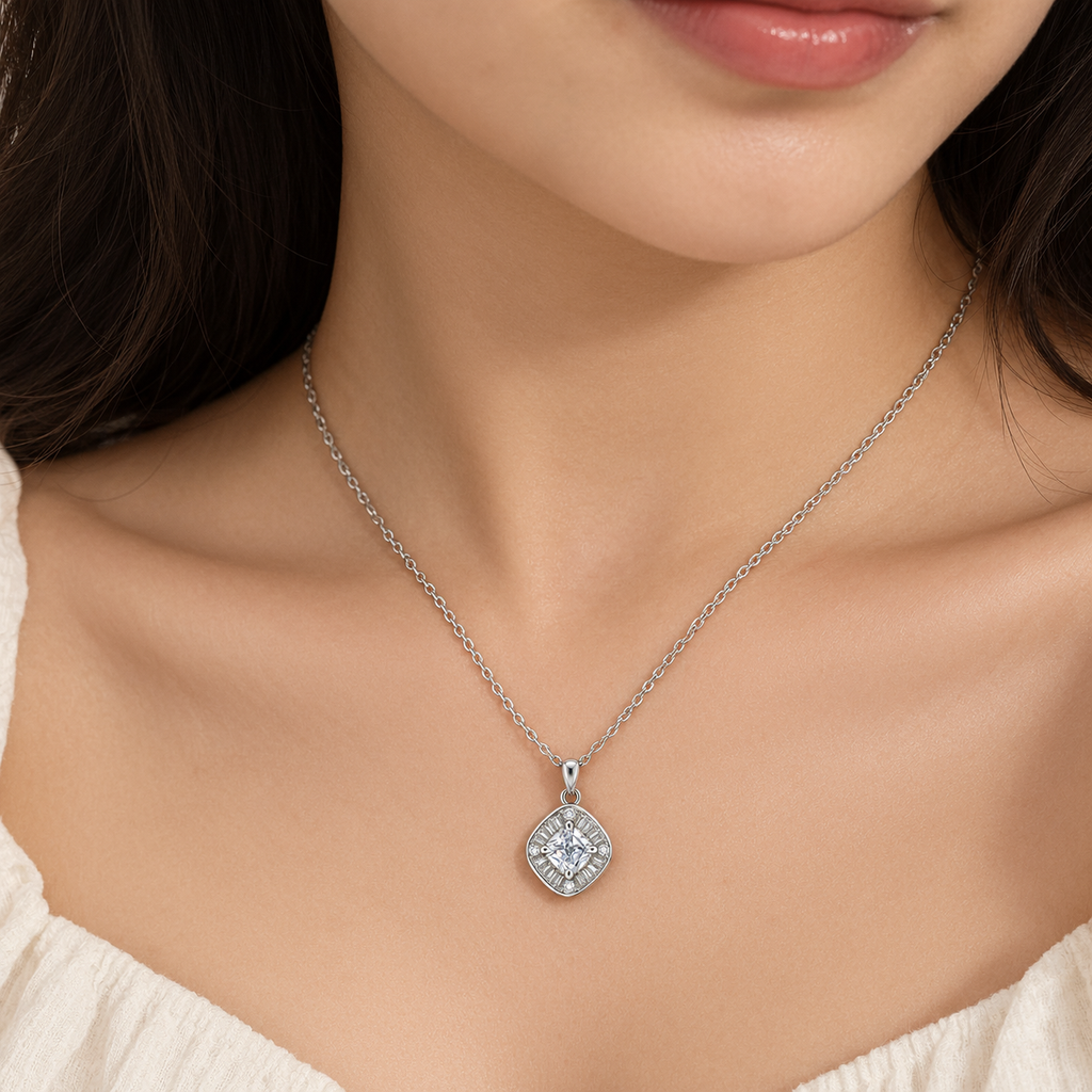 Vintage Cushion Halo Pendant