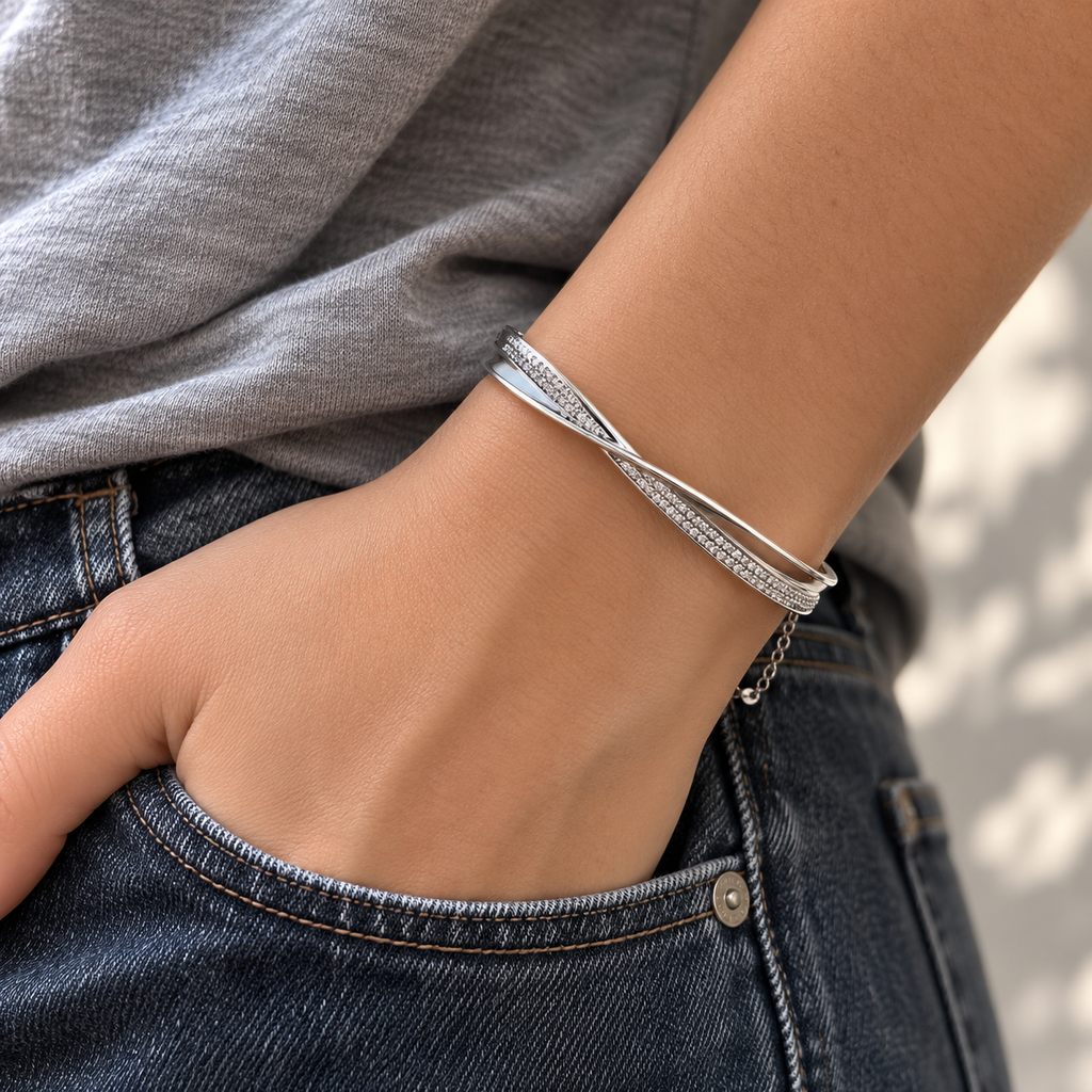 Crossover Pave Bar Bracelet