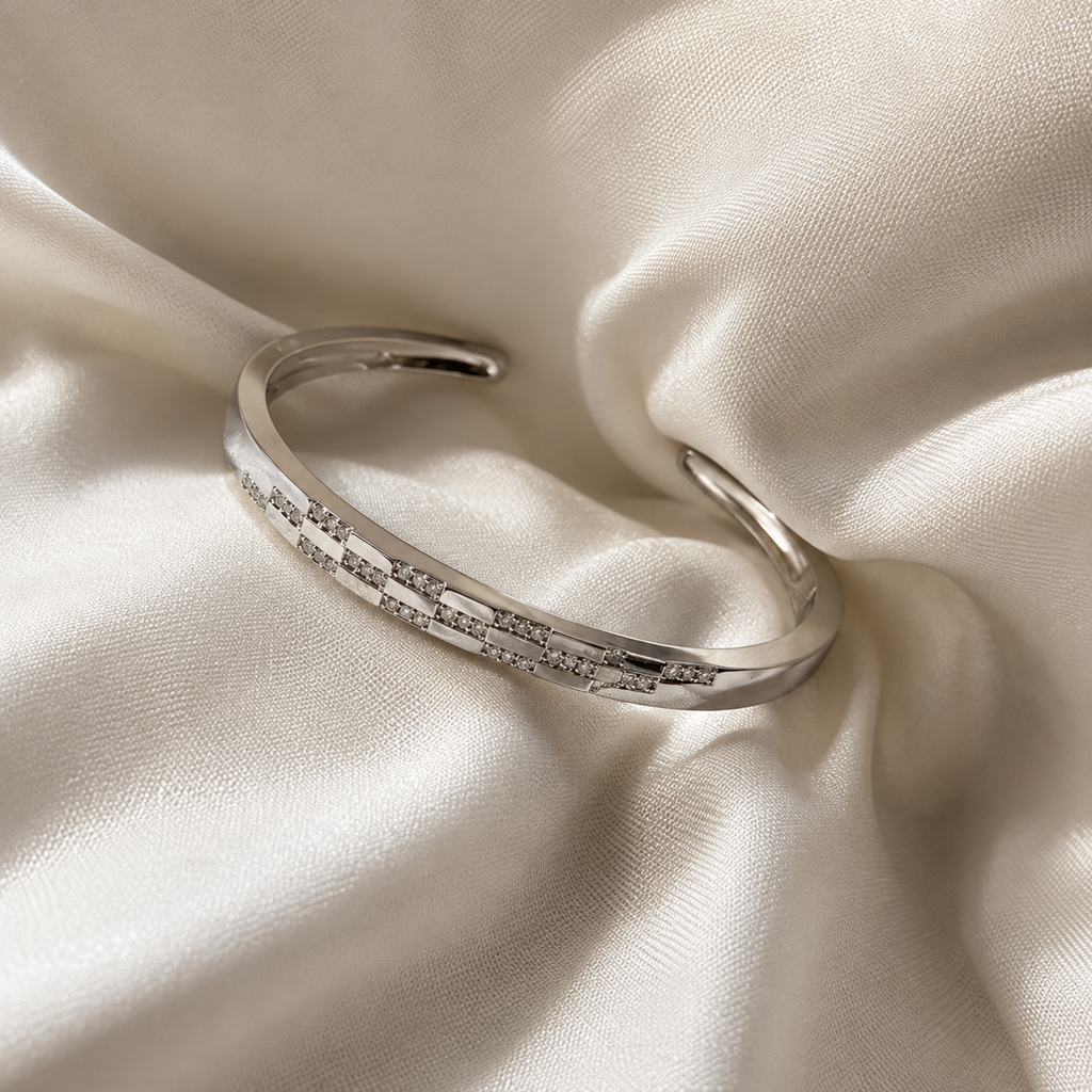 Checkerboard Pave Open Cuff