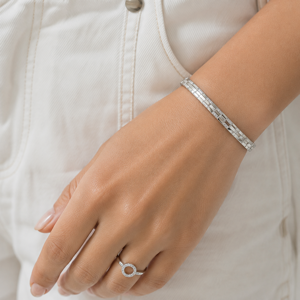 Checkerboard Pave Open Cuff