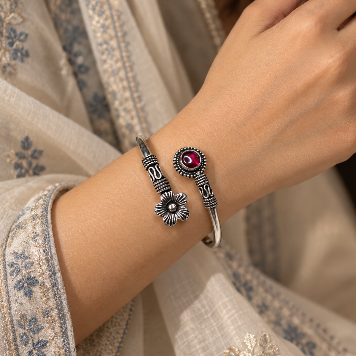 Garnet Blossom Bracelet