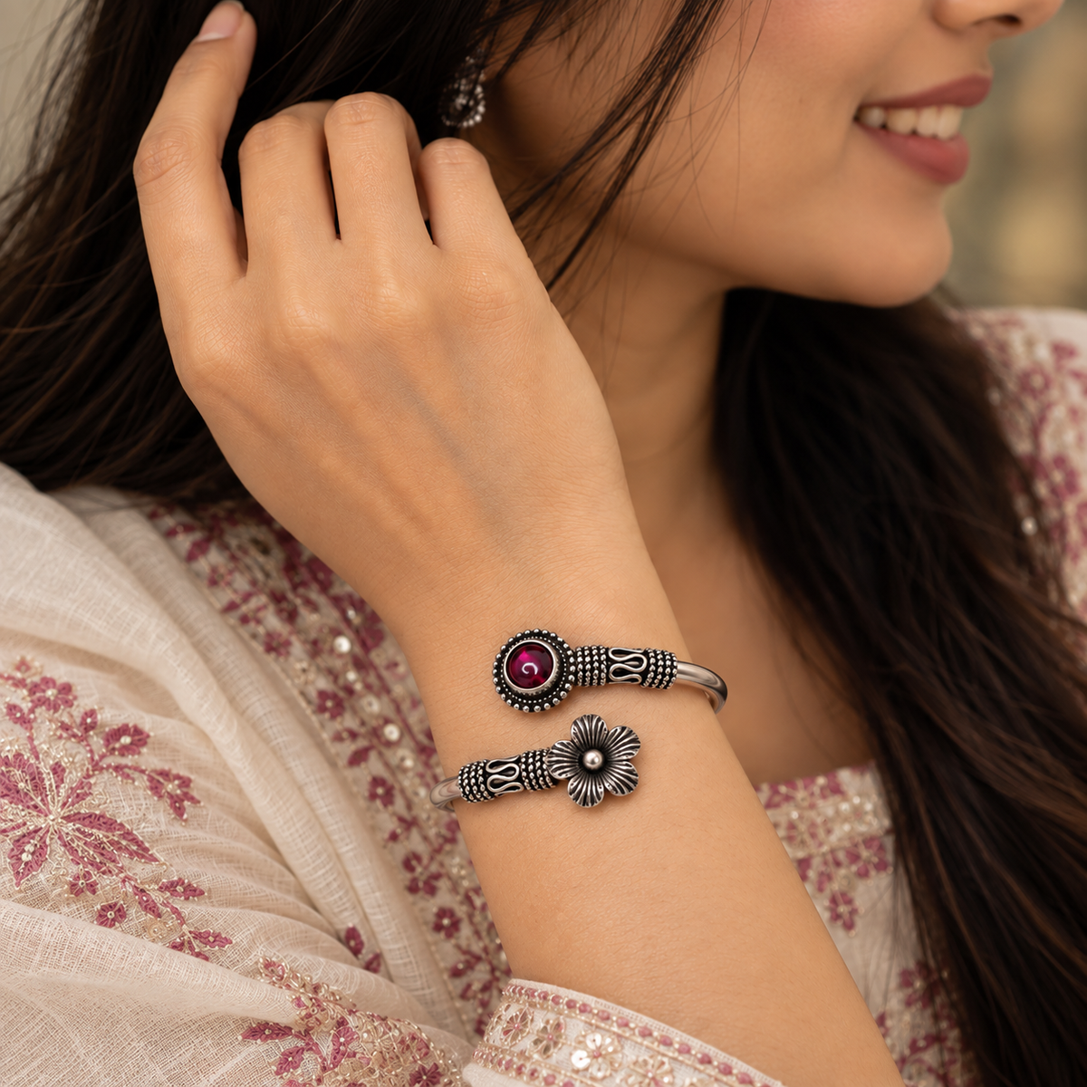 Garnet Blossom Bracelet