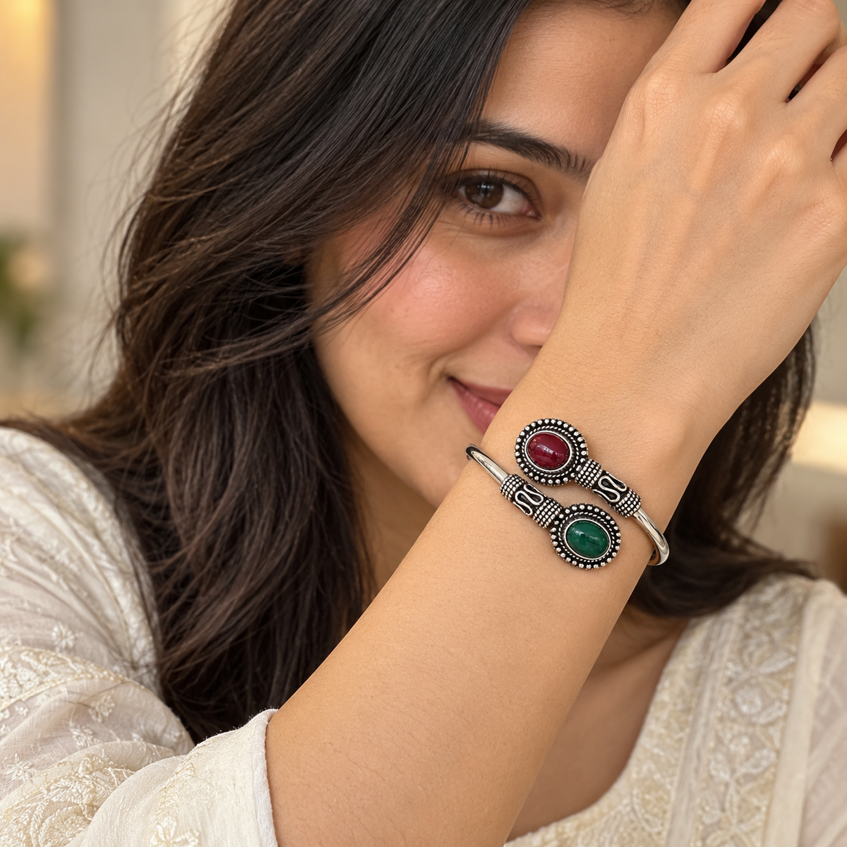 Ruby Emerald Duo Bracelet