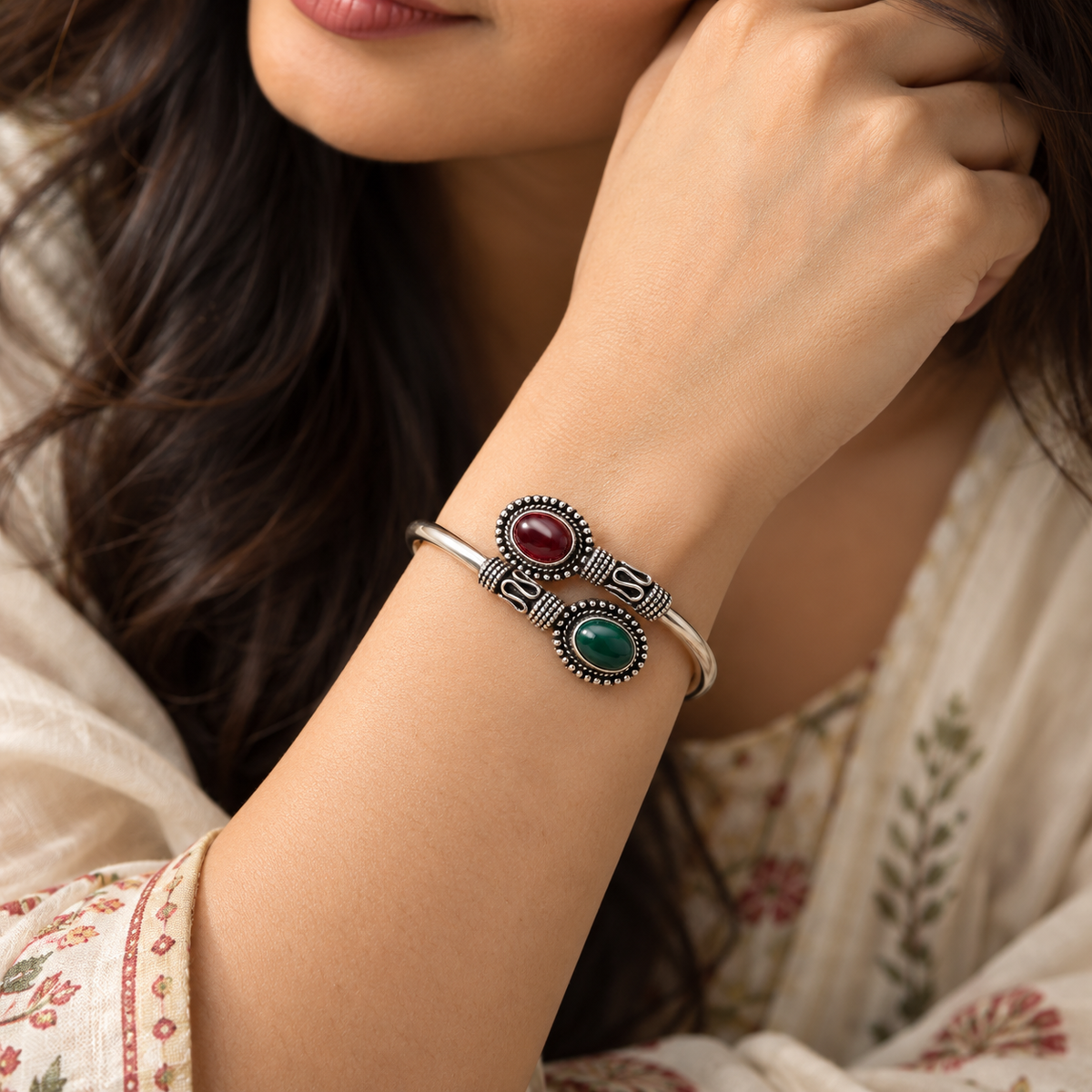 Ruby Emerald Duo Bracelet