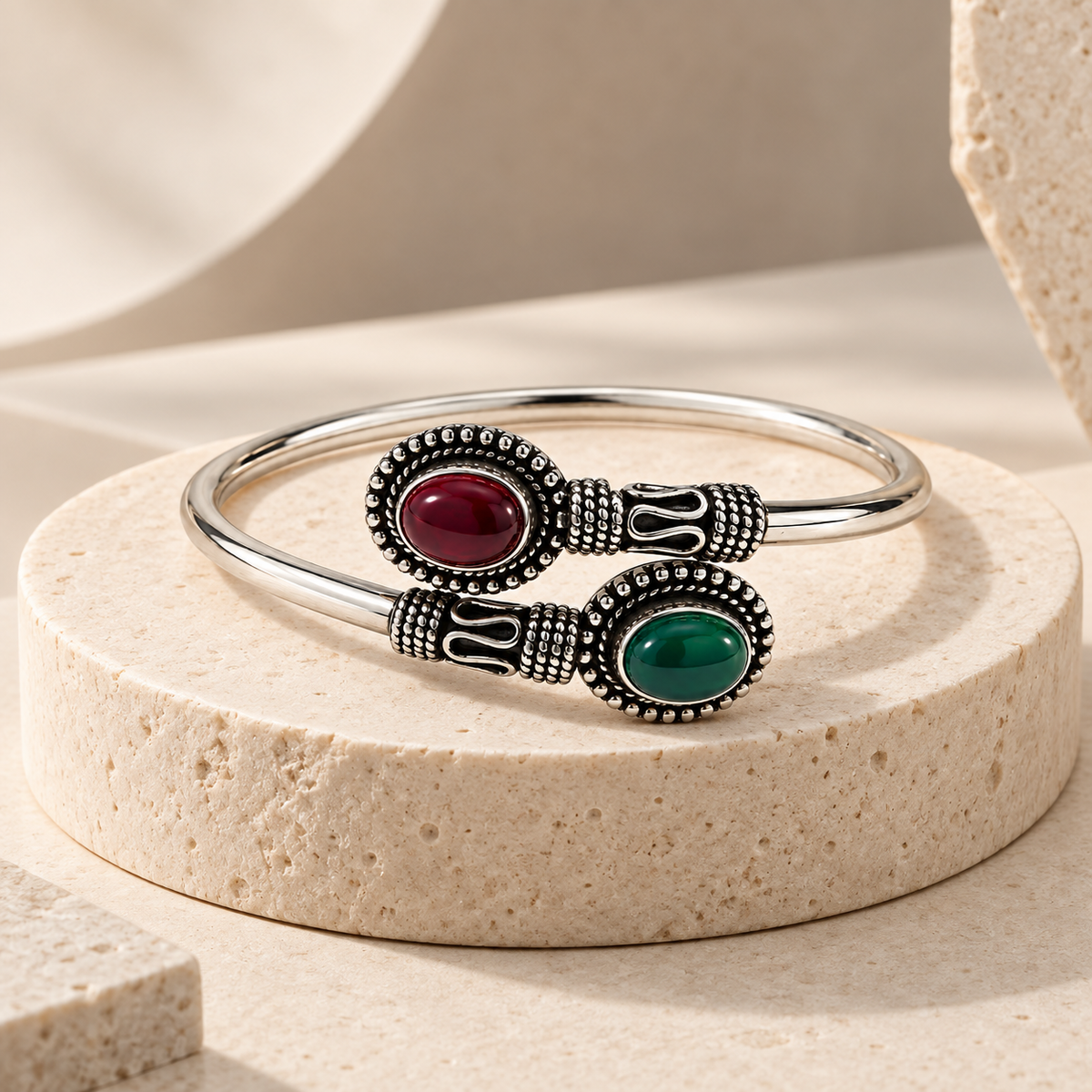 Ruby Emerald Duo Bracelet