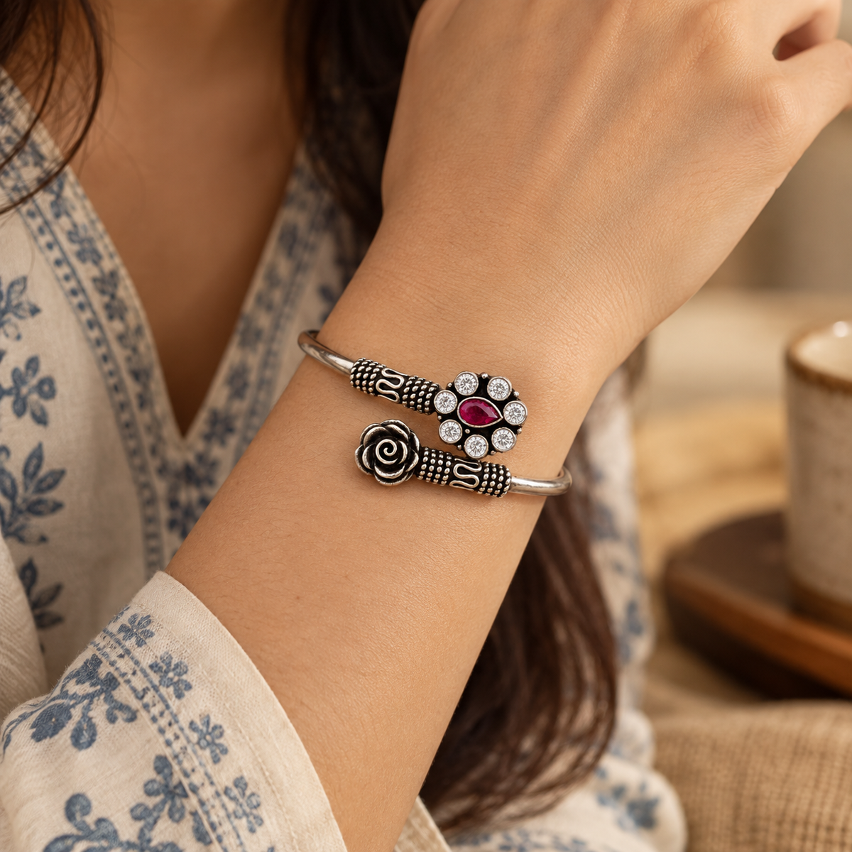 Rose Ruby Bloom Bracelet