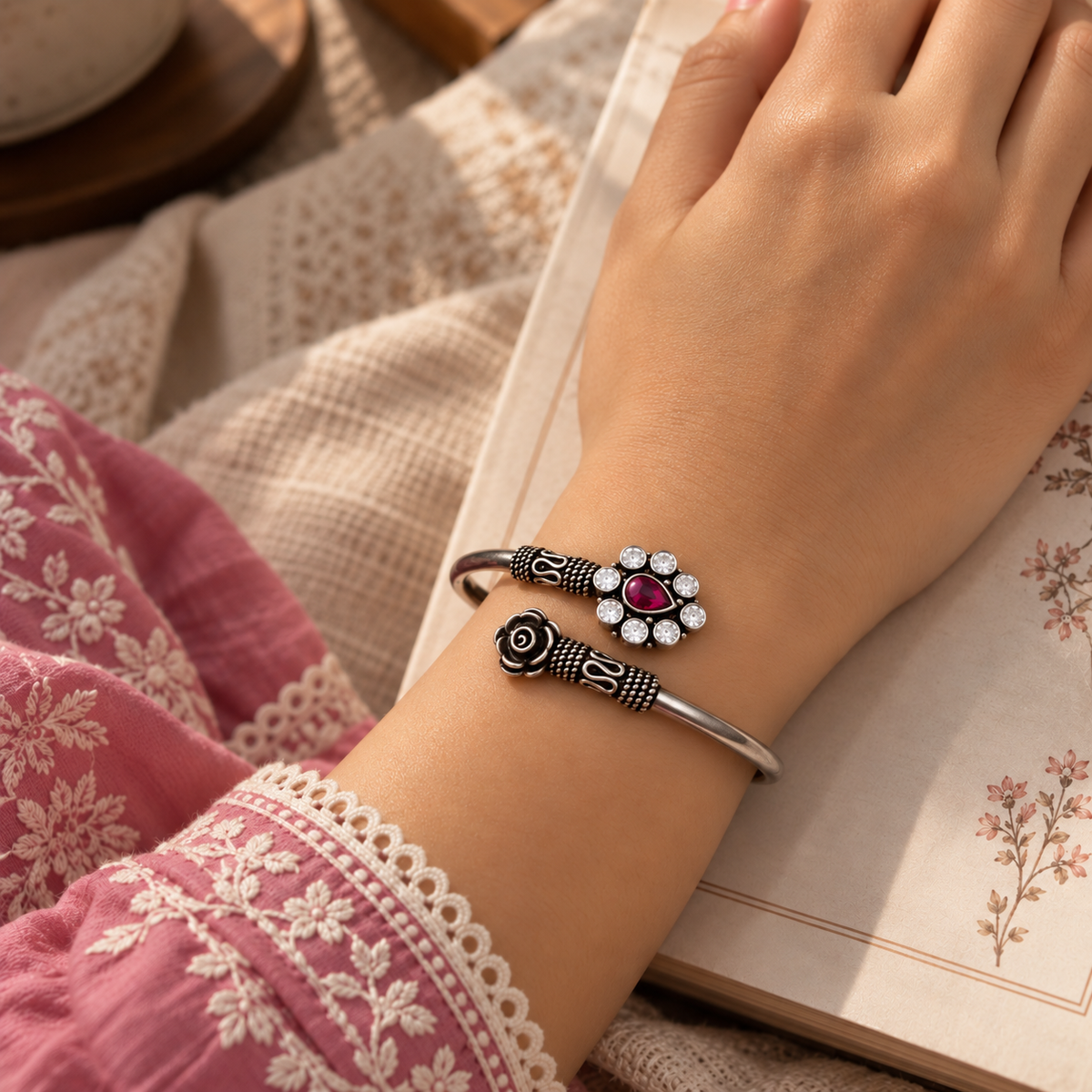 Rose Ruby Bloom Bracelet