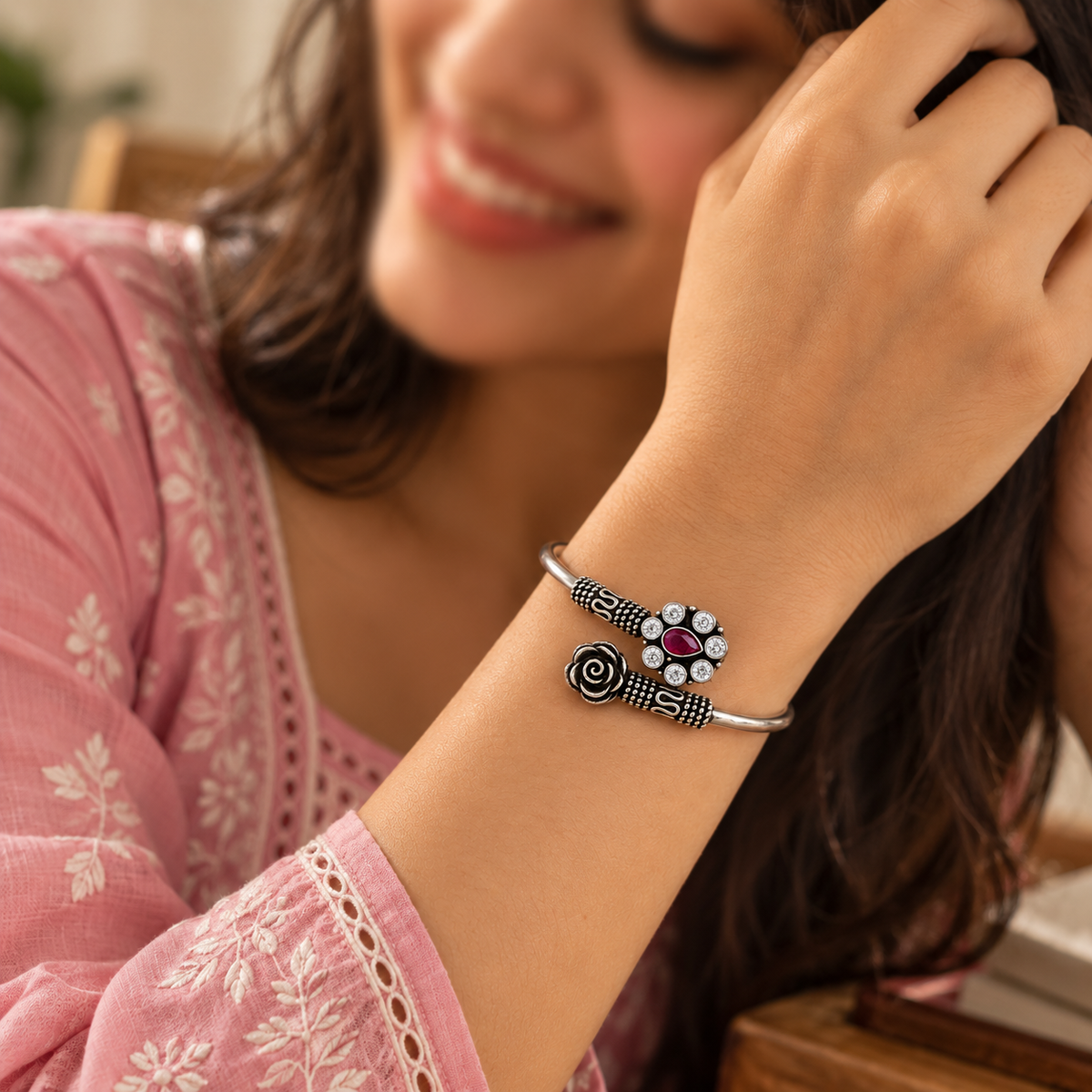 Rose Ruby Bloom Bracelet
