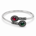 Dual-Stone Antique Cuff Bangle