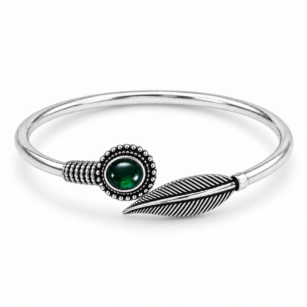 Feather & Malachite Open Cuff