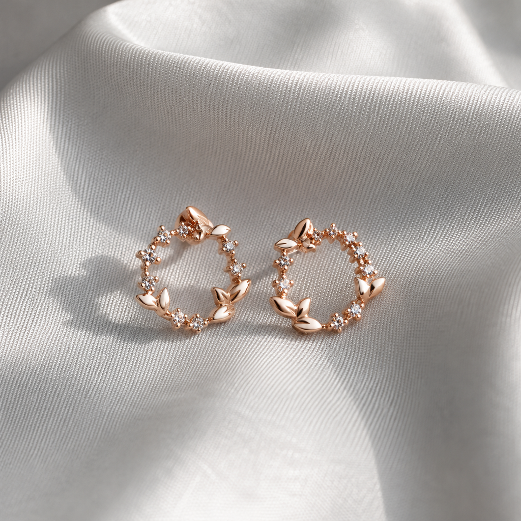 Rose Gold Laurel Wreath Studs