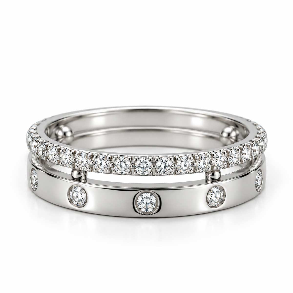 Fused Bezel & Pave Stacking Ring