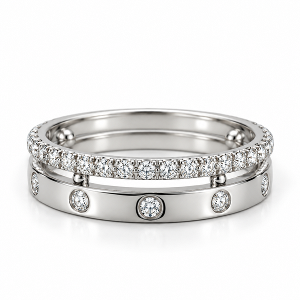 Fused Bezel & Pave Stacking Ring