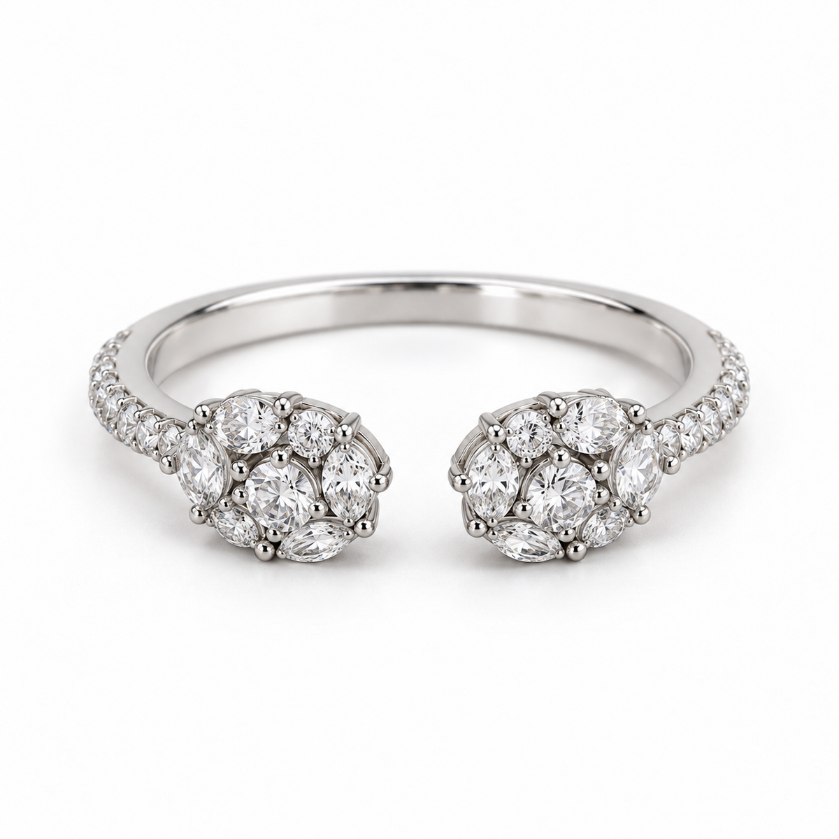 Twin Cluster Open Pave Ring