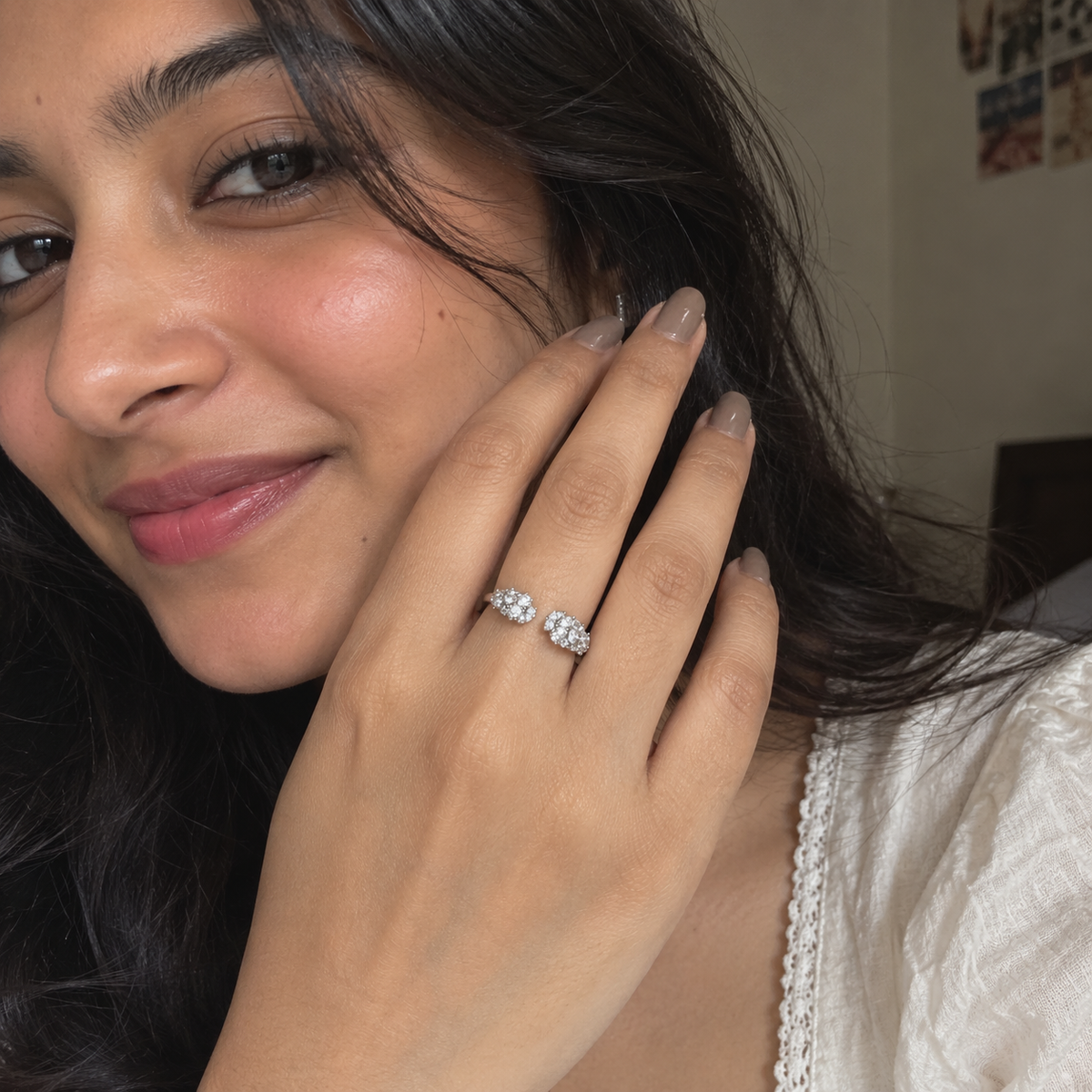 Twin Cluster Open Pave Ring