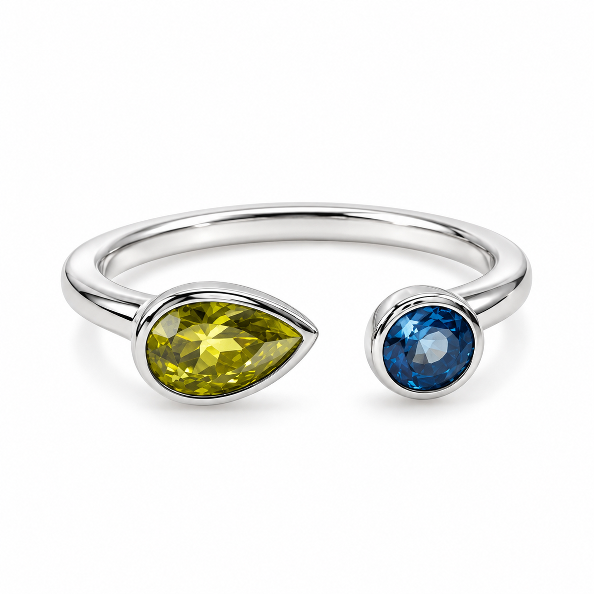 Bicolor Toi et Moi Bezel Ring