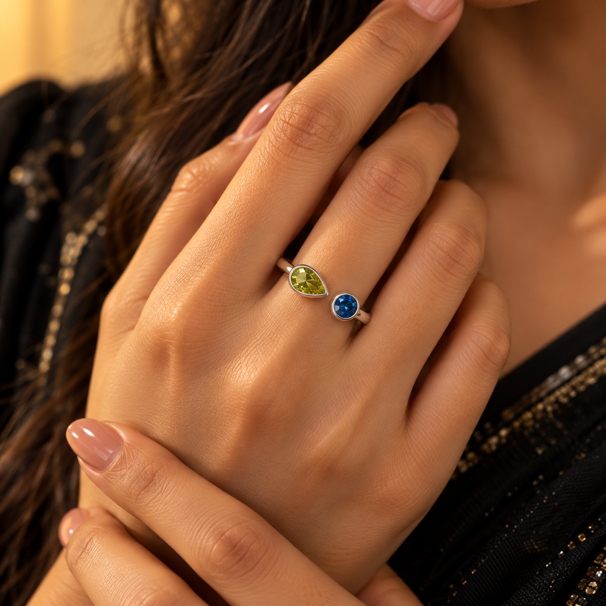 Bicolor Toi et Moi Bezel Ring