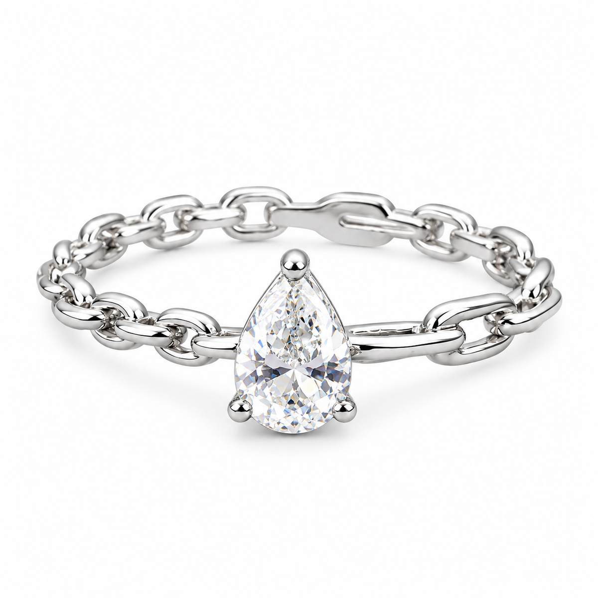 Solitaire Rigid Link Band Ring
