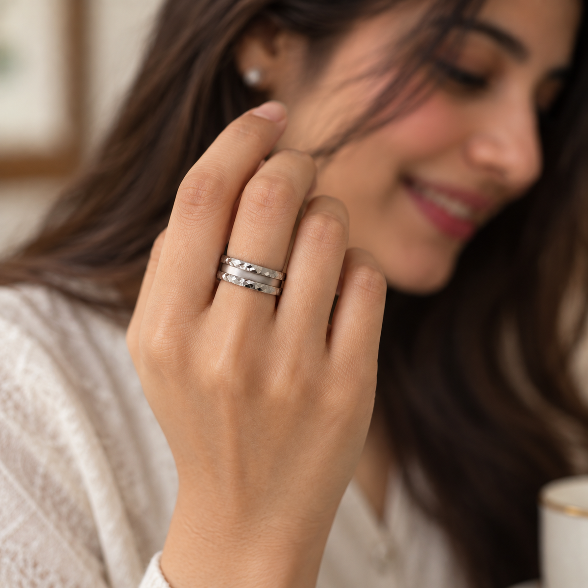 Faceted Edge Stack Ring