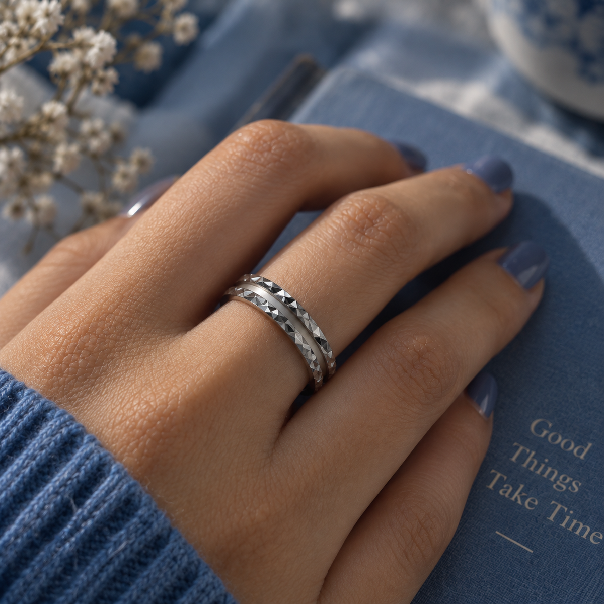 Faceted Edge Stack Ring