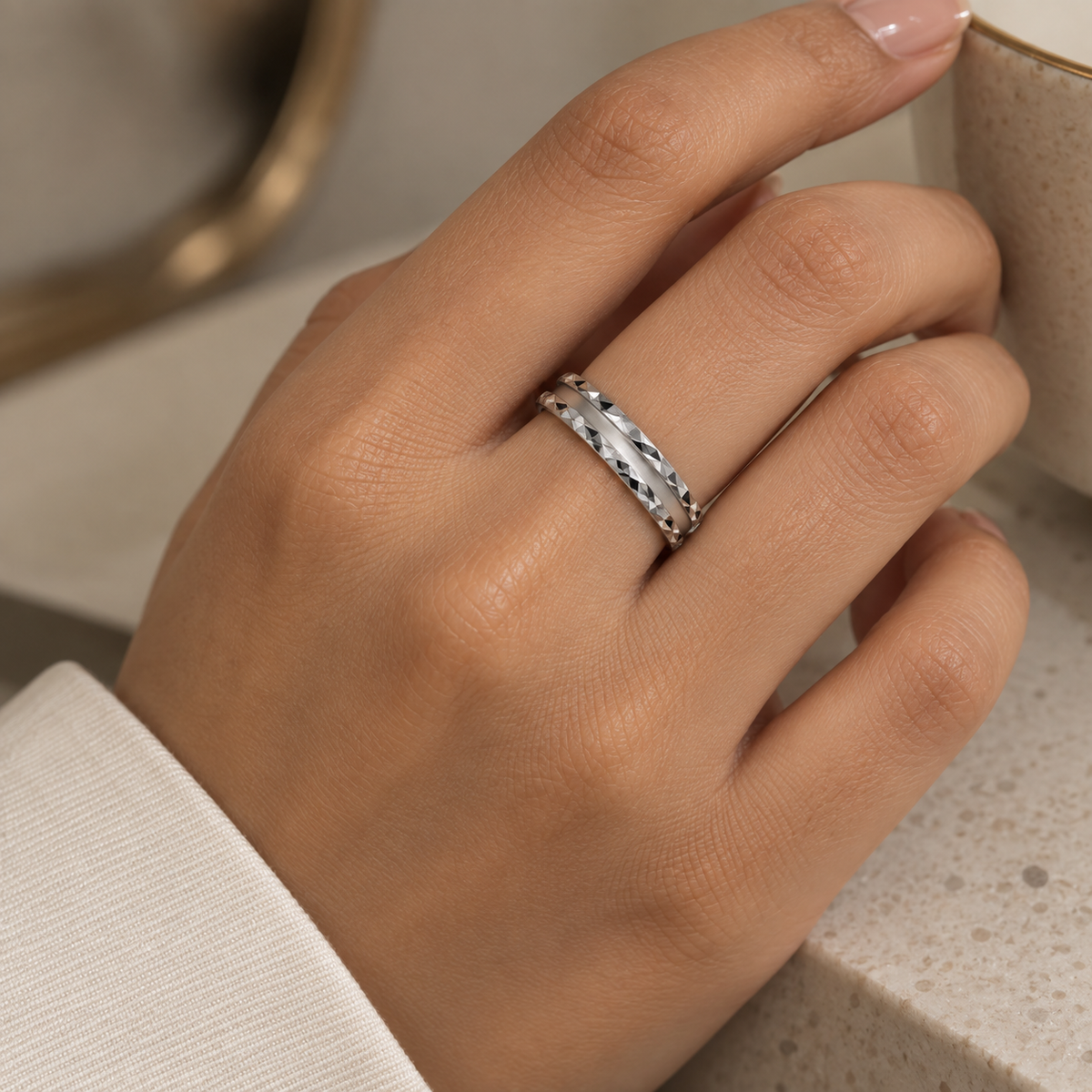 Faceted Edge Stack Ring