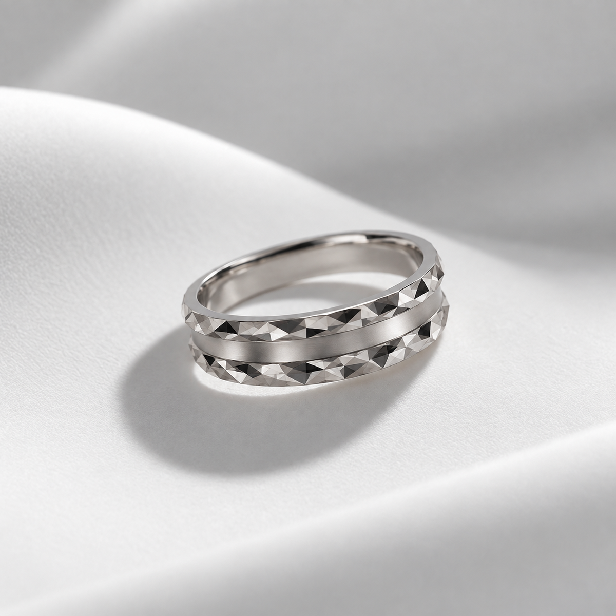Faceted Edge Stack Ring