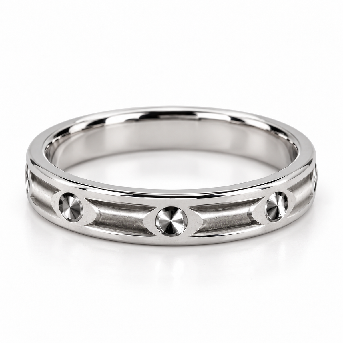 Cut-Out Wave Pattern Silver Band