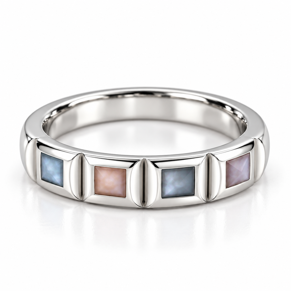 Segmented Multicolor Shell Inlay Band