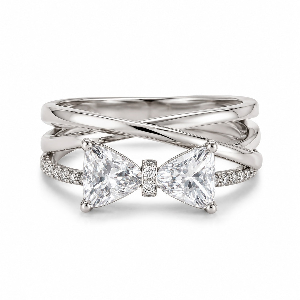 Crystal Bow Crossover Ring