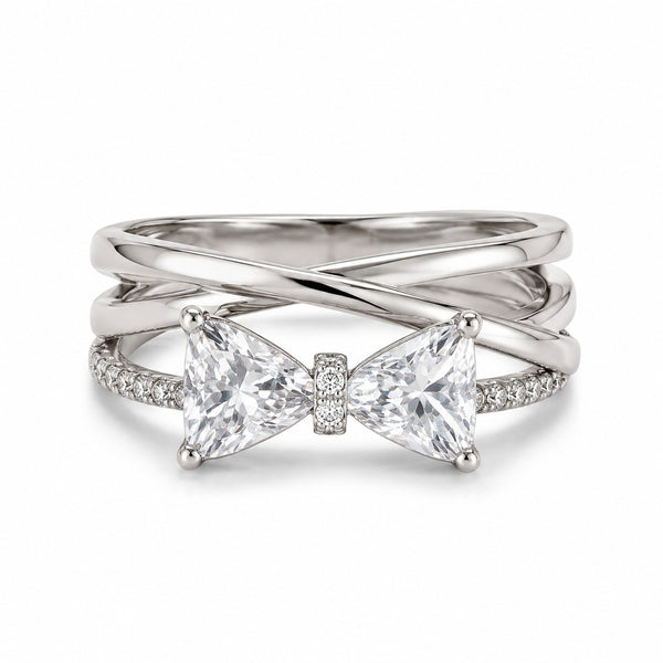 Crystal Bow Crossover Ring