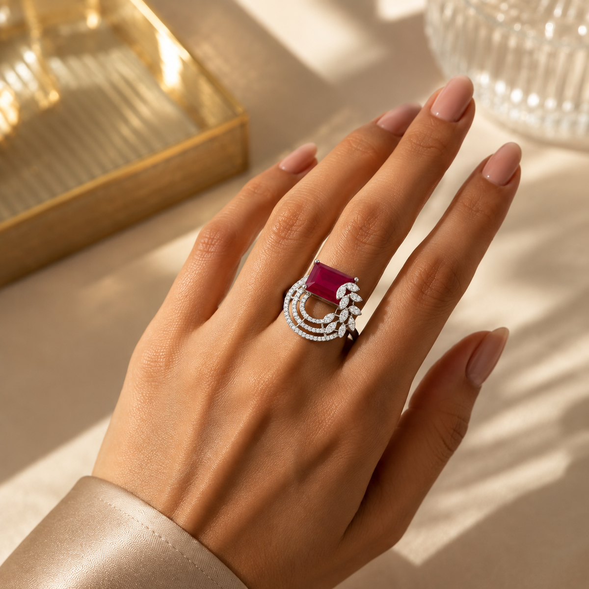 Ruby Radiance Halo Ring