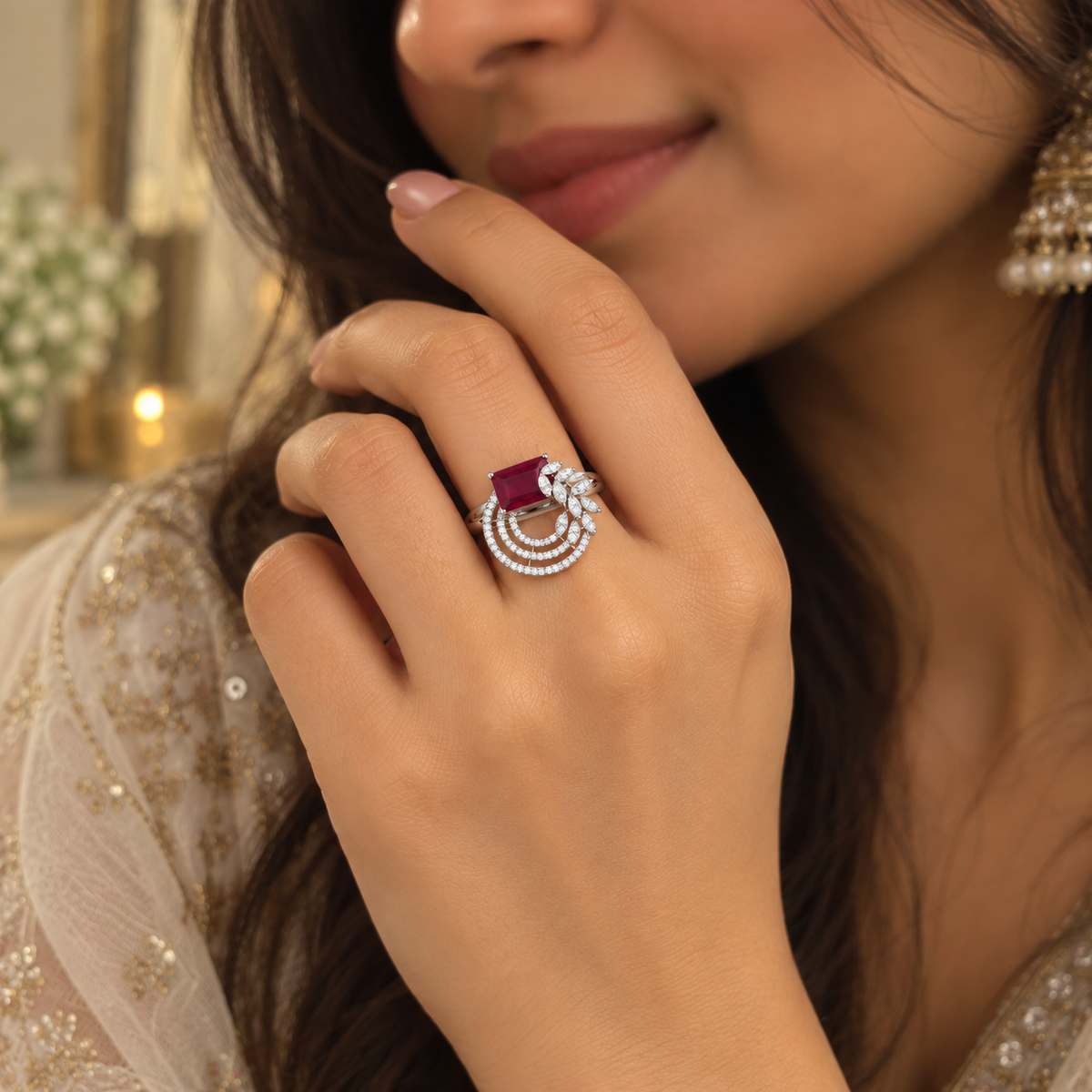 Ruby Radiance Halo Ring