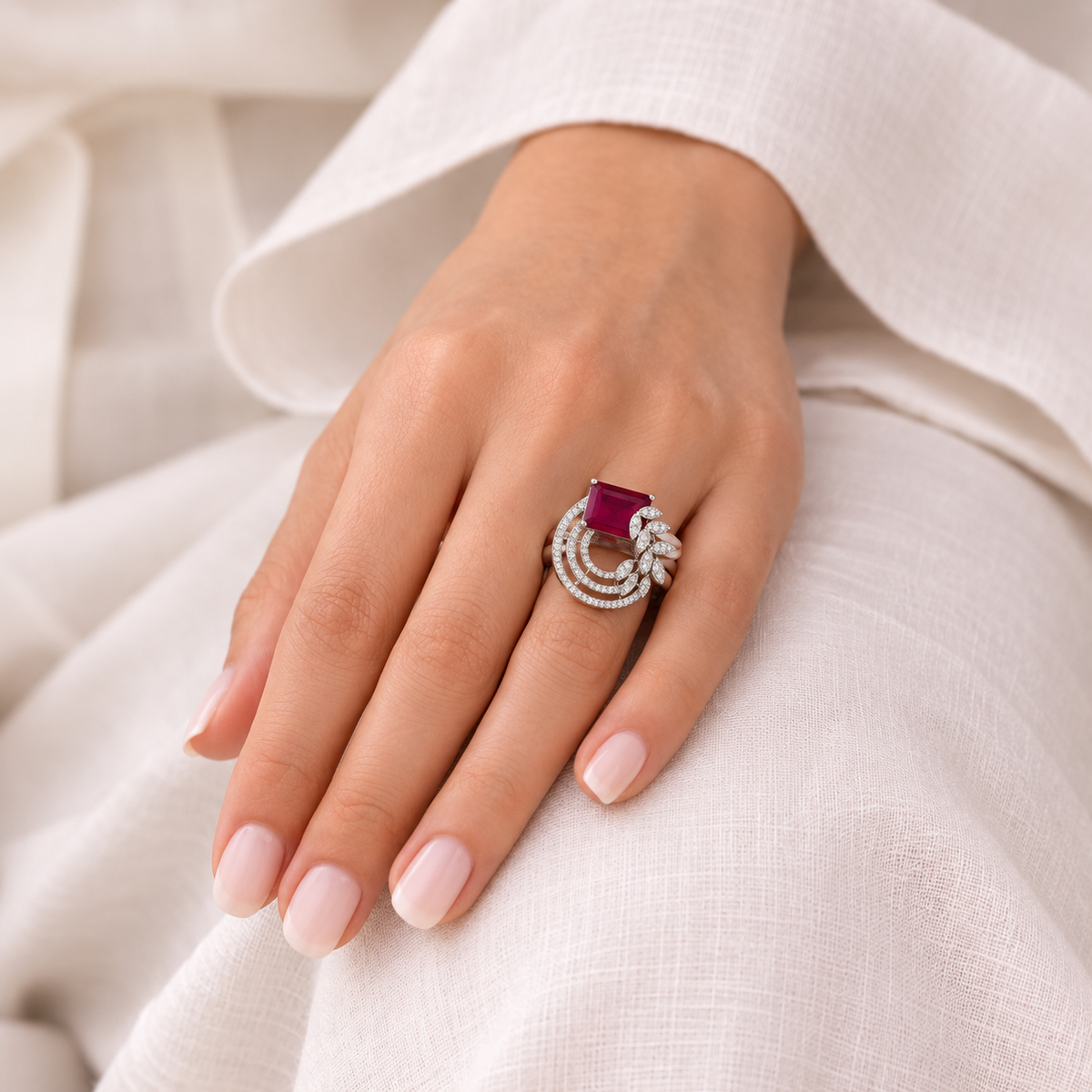 Ruby Radiance Halo Ring