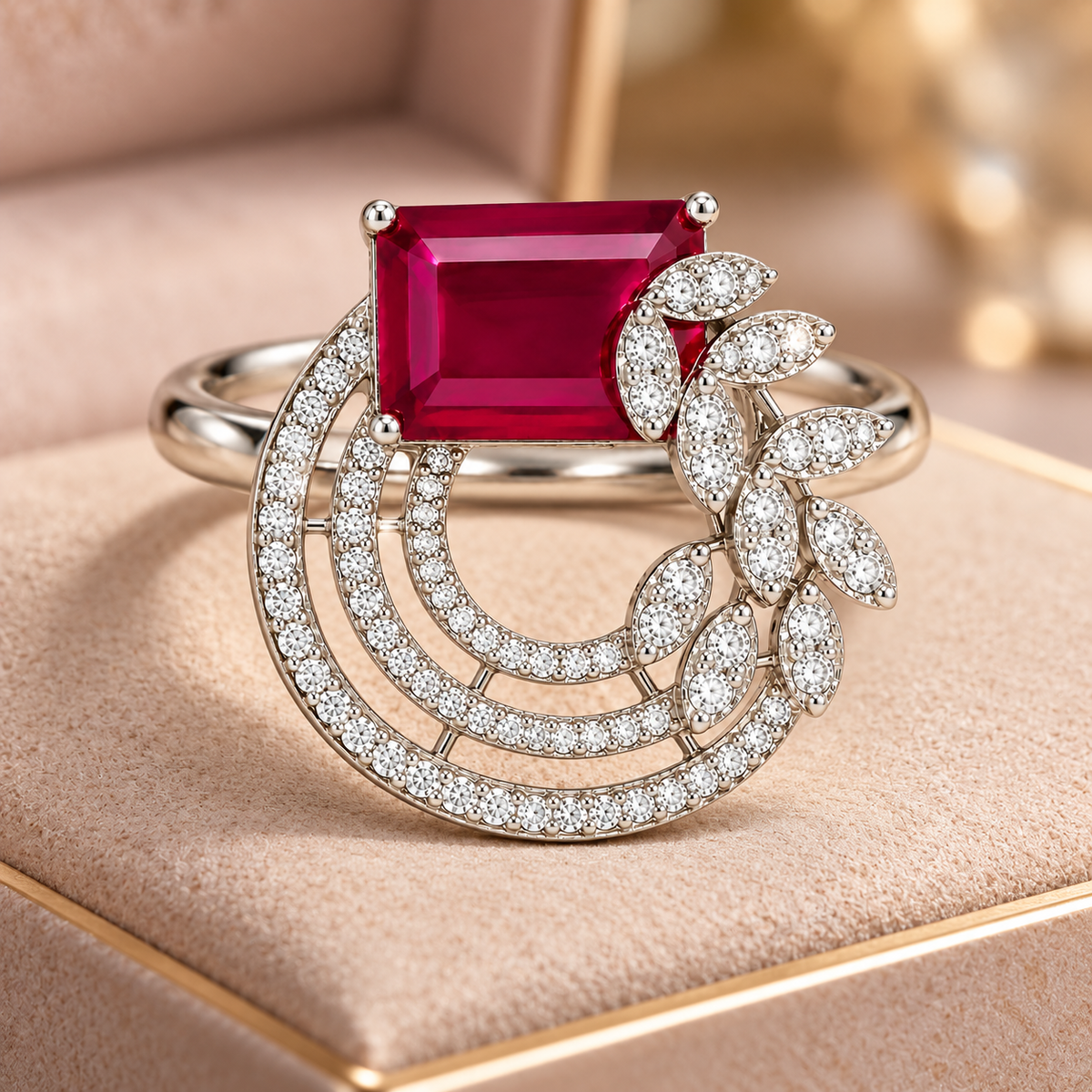 Ruby Radiance Halo Ring