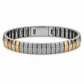 Dual-Tone CZ Link Bracelet for Men